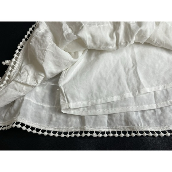 Farm Rio White 3D Flower Embroidered Tassel Mini Dress S Boho Resort Artisanal - Picture 7 of 16